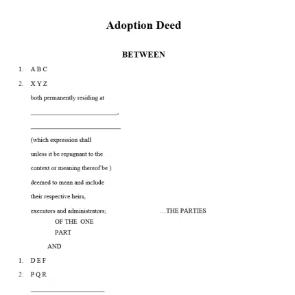 Format For Adoption Deed