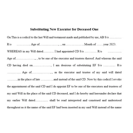 Format for Substituting New Executor for Deceased One in a Will