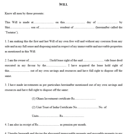 Format of Will